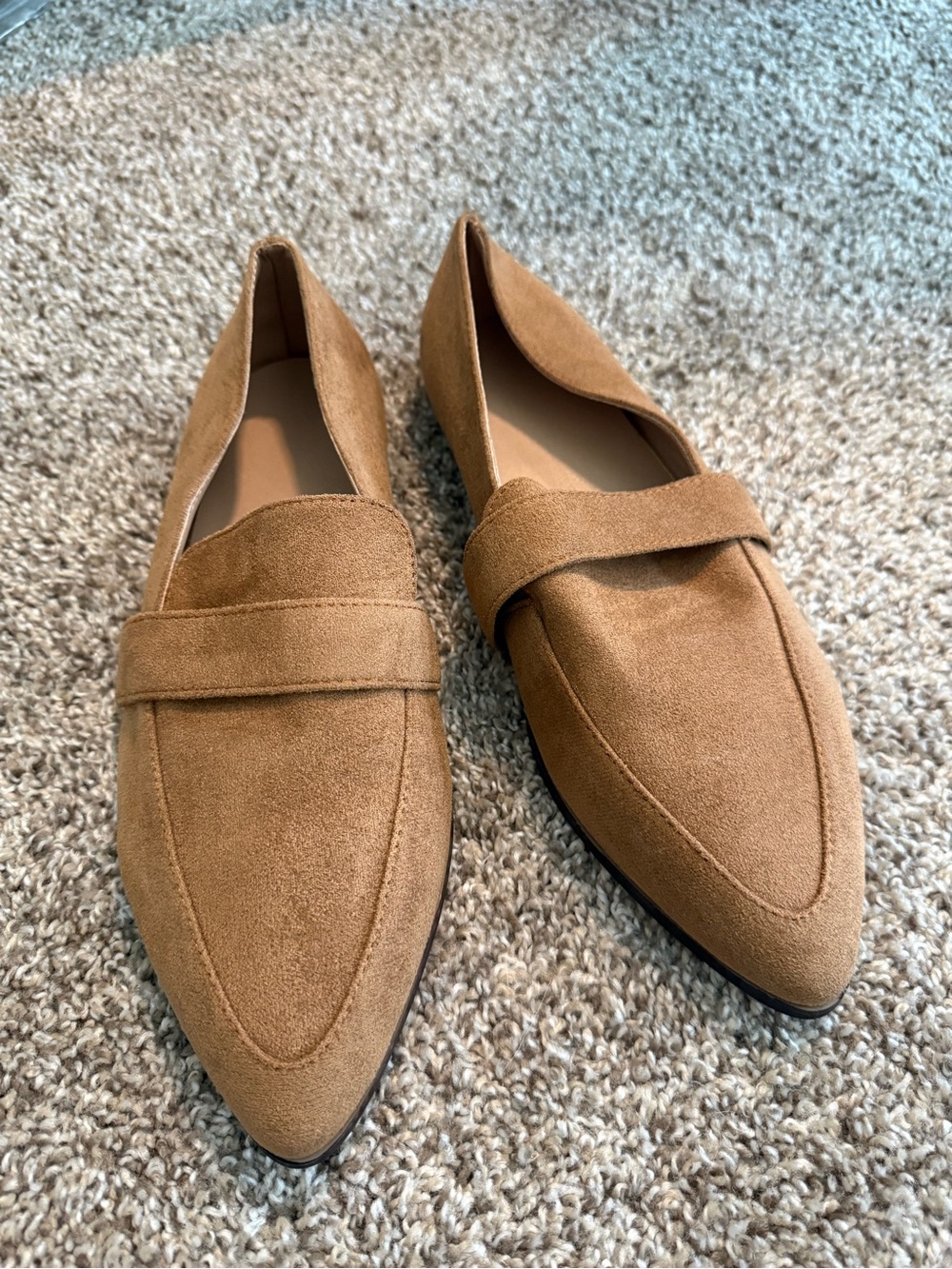 Women’s Tan Suede Pointed Loafers